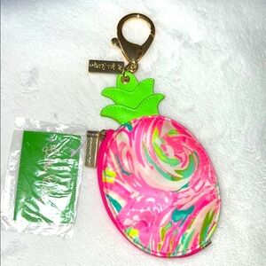 Lilly Pulitzer Colorful Pineapple Coin Purse with Keychain